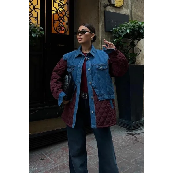 Denim Garnili Kapitone Ceket 7071