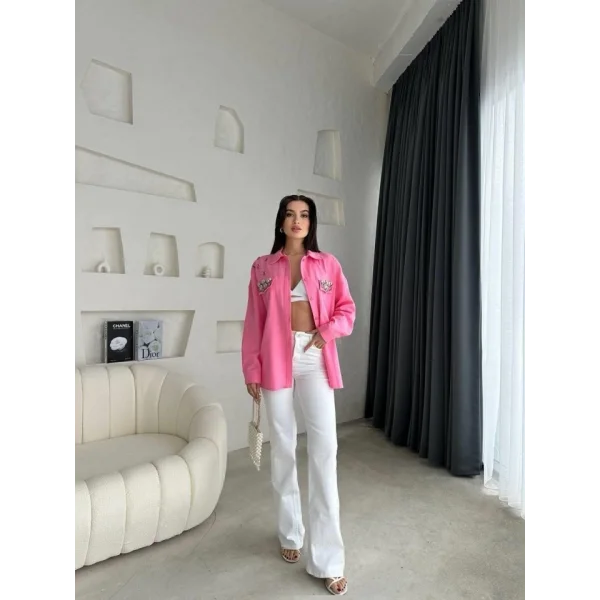 DENİZ KABUKU GABARDİN GÖEK  Pembe