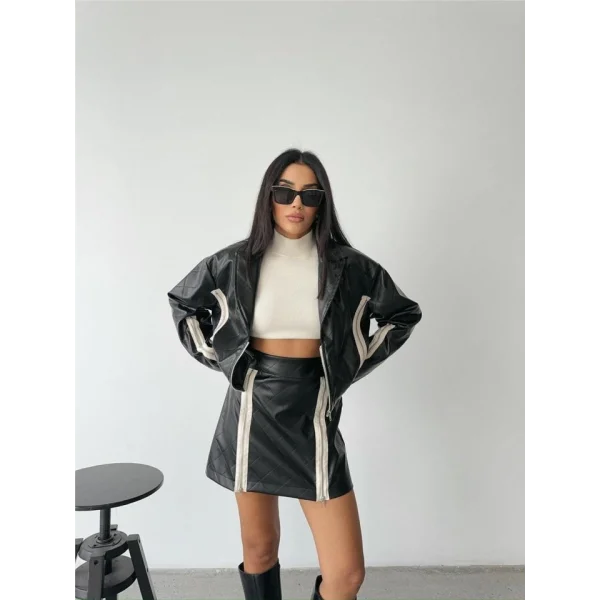 DERİ FERUAR DETAYI ETEK  iyah