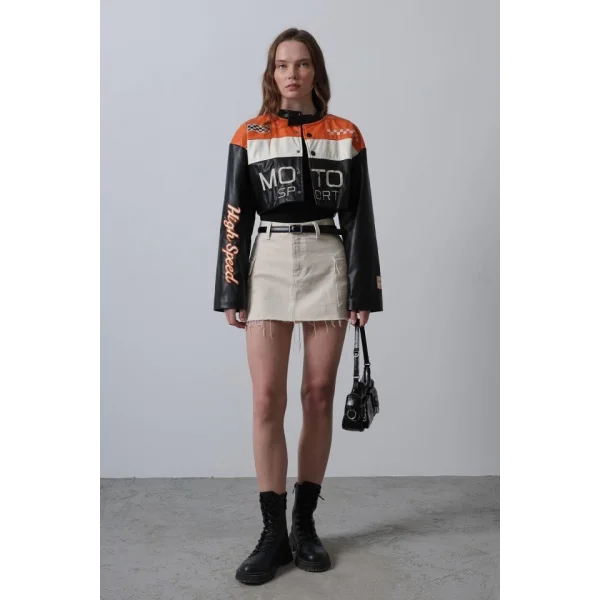 Deri otor Biker  iyahTuruncu