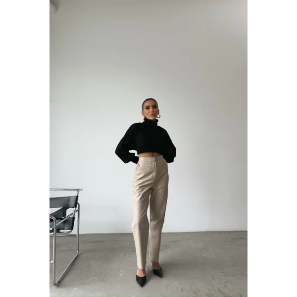 DERİ PANTOON DİZ PARÇAI  Taş