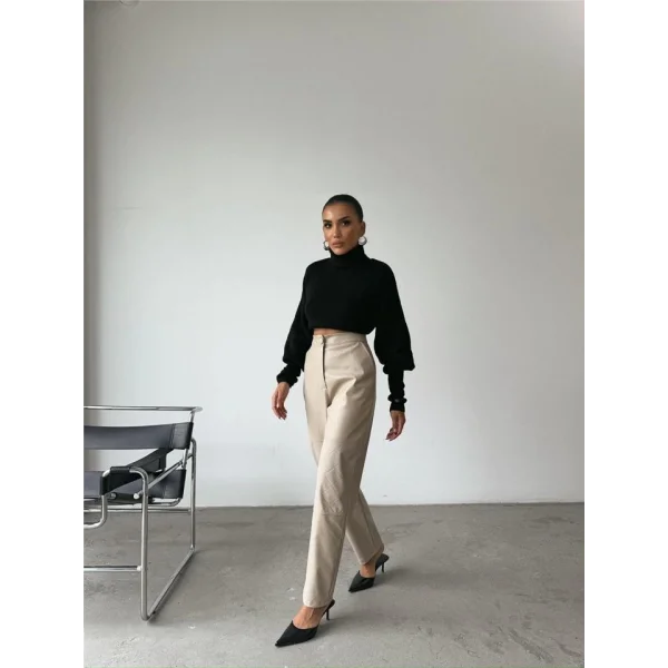 DERİ PANTOON DİZ PARÇAI  Taş