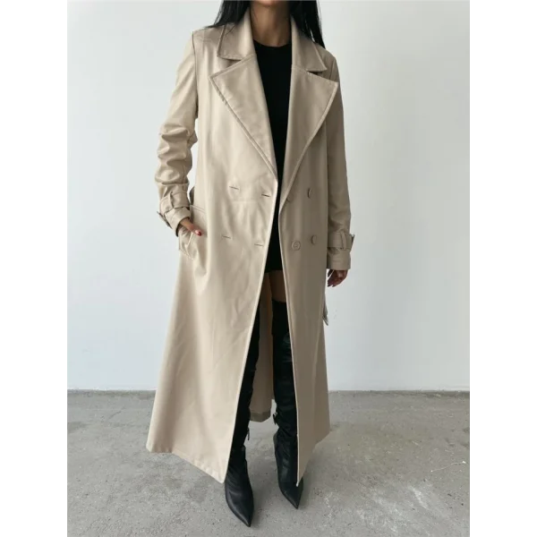 DERİ TRENÇKOT - Taş