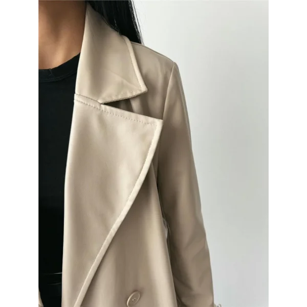 DERİ TRENÇKOT - Taş