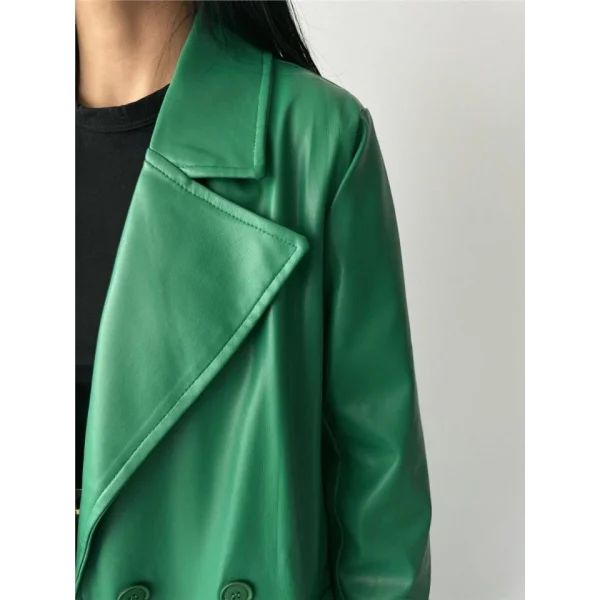 DERİ TRENÇKOT - Yeşil