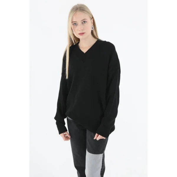 Derin V Yaka Kazak  Siyah