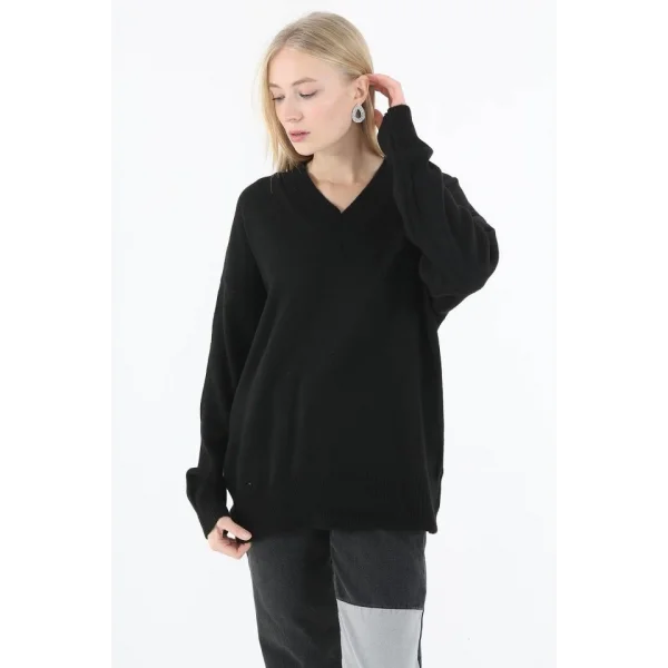 Derin V Yaka Kazak  Siyah