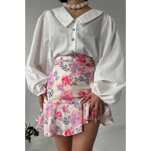 Desenli Çiçekli Etek