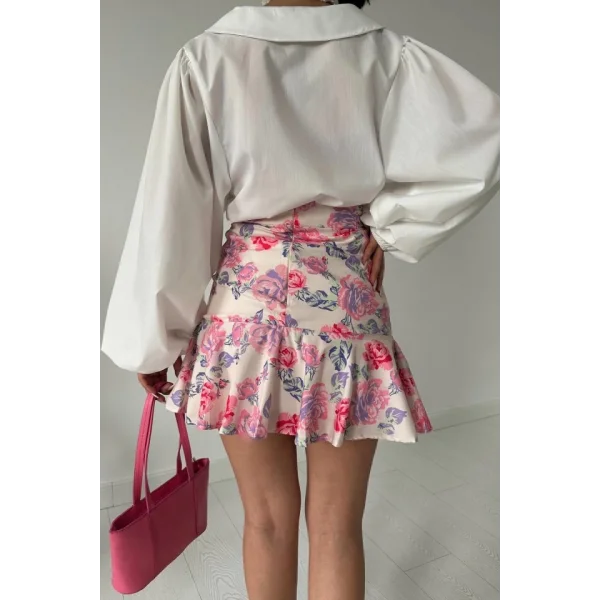 Desenli Çiçekli Etek