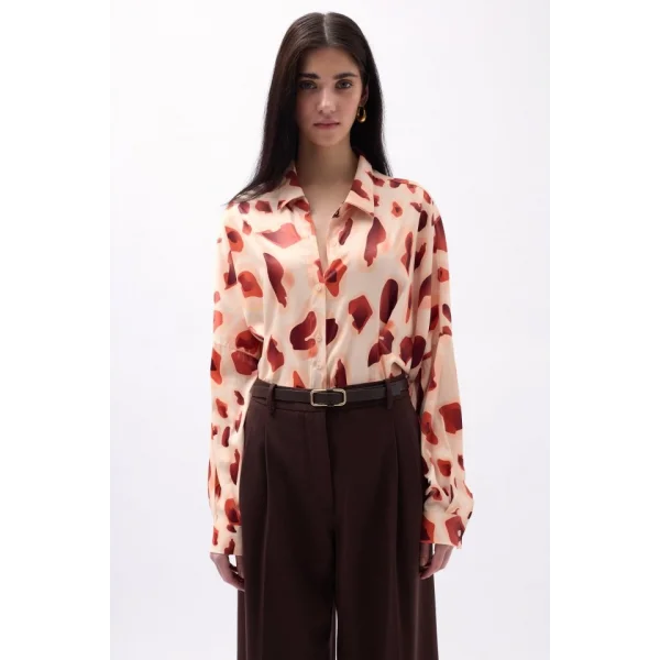 Desenli Crop Gömlek