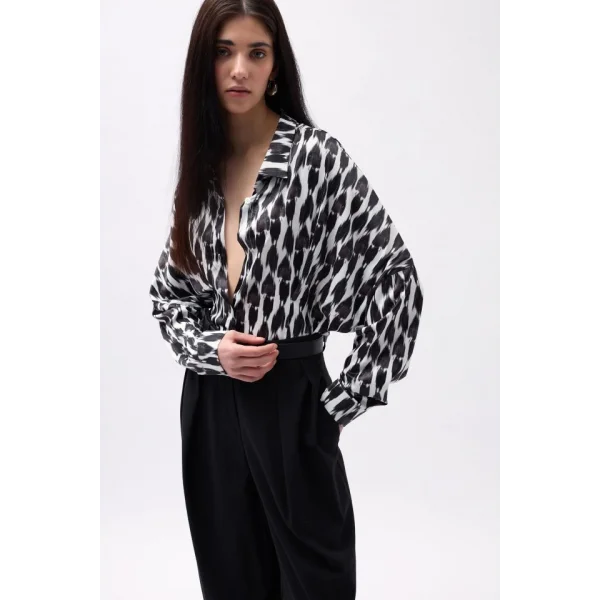 Desenli Crop Gömlek