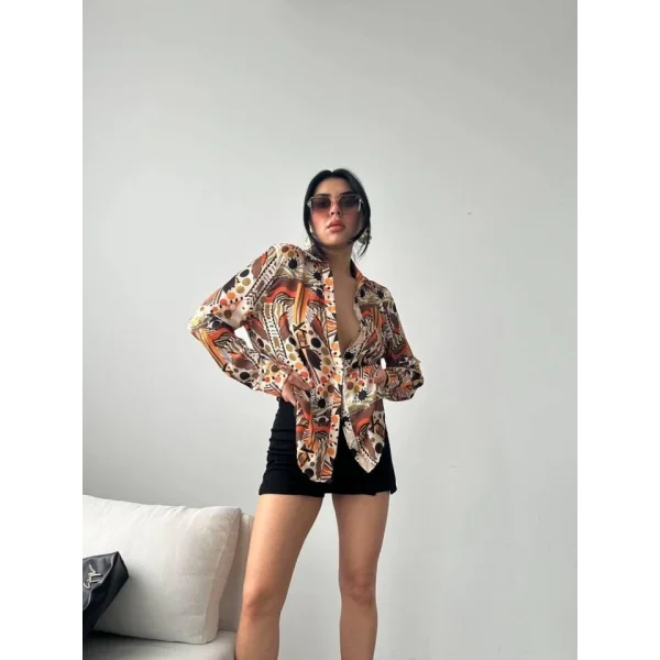 Desenli Oversize Gömlek