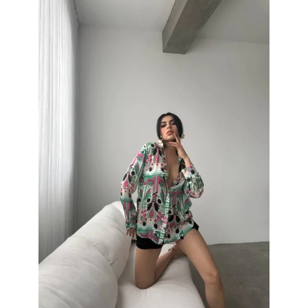 Desenli Oversize Gömlek