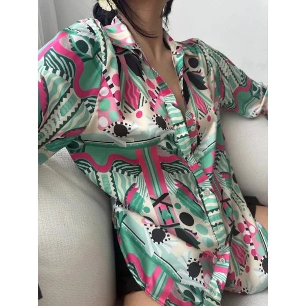 Desenli Oversize Gömlek