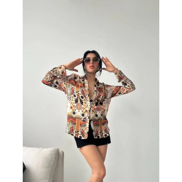 Desenli Oversize Gömlek