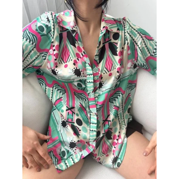 Desenli Oversize Gömlek