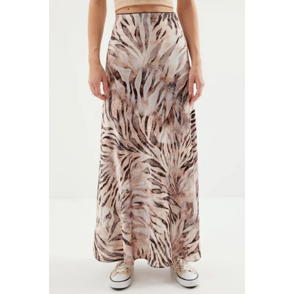 Desenli Saten Etek 15877  Bej