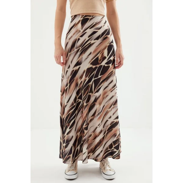 Desenli Saten Etek 15877  Ekru