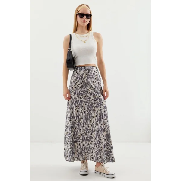 Desenli Saten Etek 15877  Gri