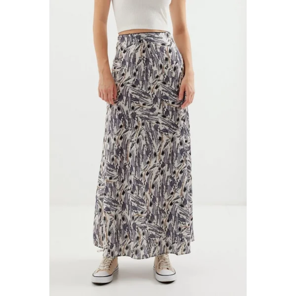 Desenli Saten Etek 15877  Gri