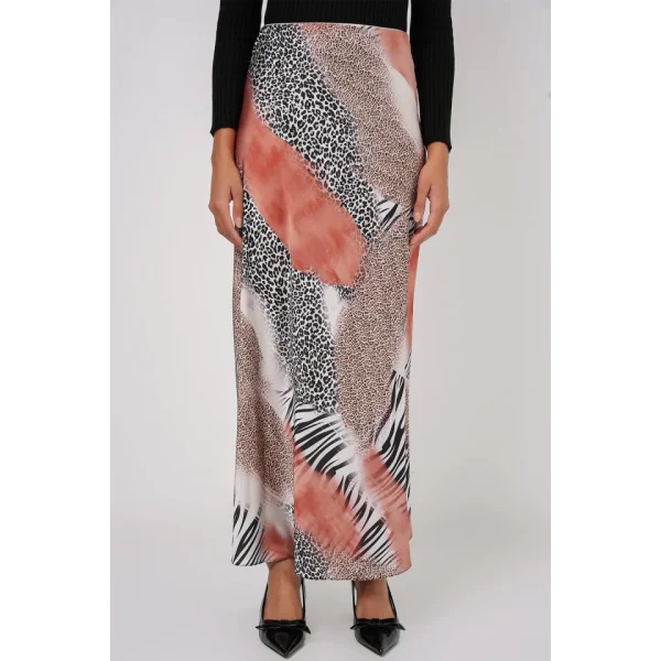 Desenli Saten Etek 15877  Turuncu