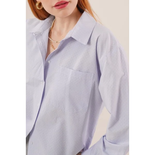 Desenli Tek Cepli Düğmeli avi Gömlek