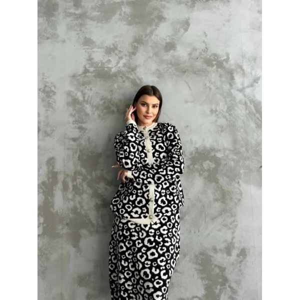 Desenli Triko Etekli Takım