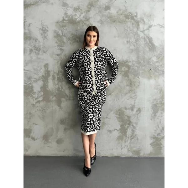 Desenli Triko Etekli Takım