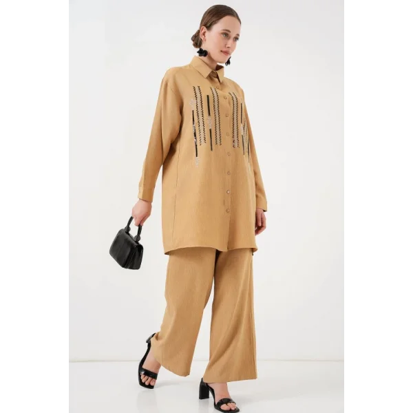 Desenli Tunik Pantolon İkili Takım 6720 - Bisküvi