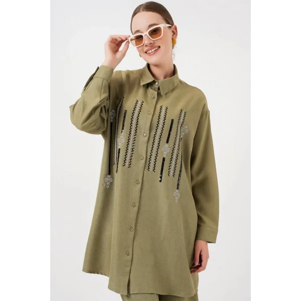 Desenli Tunik Pantolon İkili Takım 6720 - Çağla