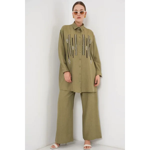 Desenli Tunik Pantolon İkili Takım 6720 - Çağla