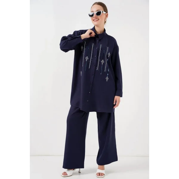 Desenli Tunik Pantolon İkili Takım 6720 - Lacivert