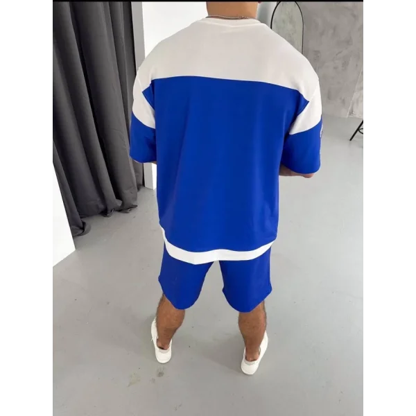 Dijital 00 Baskılı Şortlu Takım - Mavi