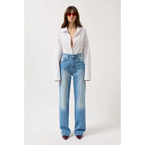 Dikiş Detay Geniş Paça Jean