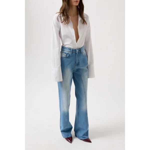 Dikiş Detay Geniş Paça Jean