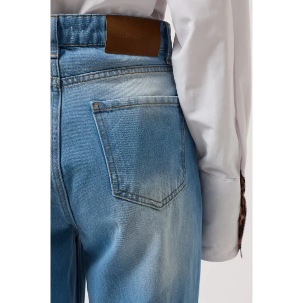 Dikiş Detay Geniş Paça Jean