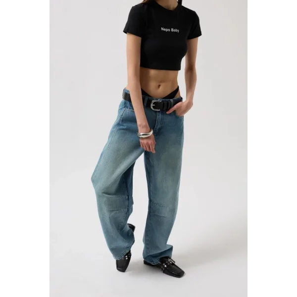 Dikiş Detay Wide Leg Jean