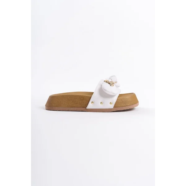 DILA Kalın ve Ortopedik Taban Ayıcıklı Saten Kadın Terlik  SKT - Beyaz