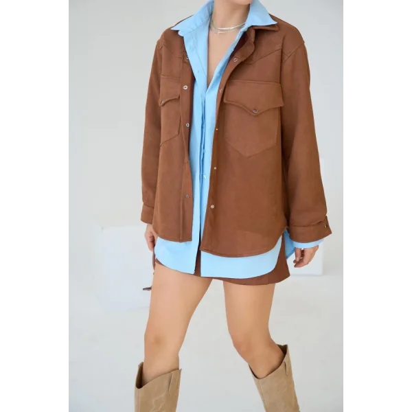 Dokuma üet Gömlek  Taba