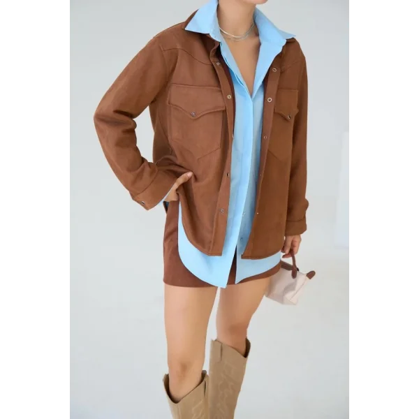 Dokuma üet Gömlek  Taba