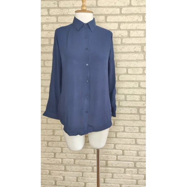 Dokuma Viskon KumaşEfsane Basic GömlekLacivert12 Renk 9 Bedenön 62Arka Orta Kısım 70 Cm