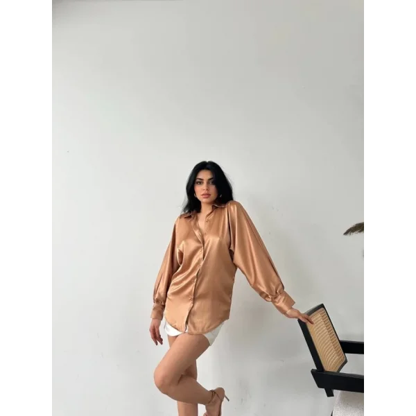 Dökümlü Saten Gömlek