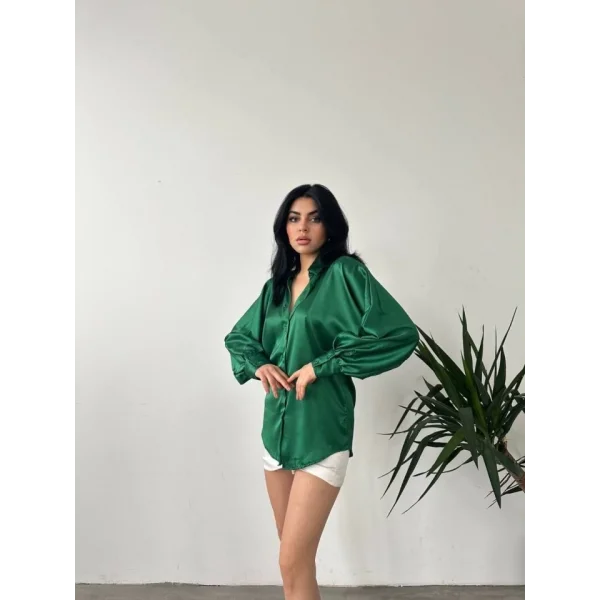 Dökümlü Saten Gömlek