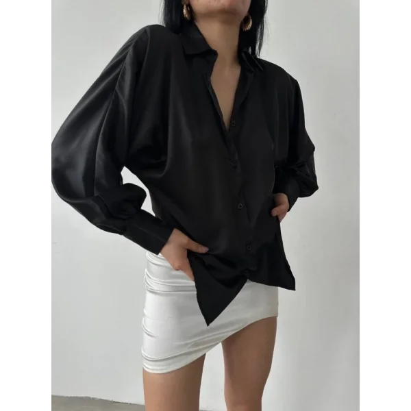 Dökümlü Saten Gömlek