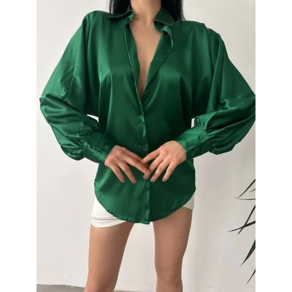 Dökümlü Saten Gömlek