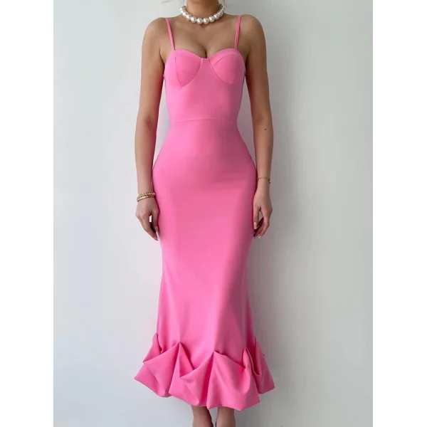 Dominic Eteği Büzgülü idi Boy Elbise