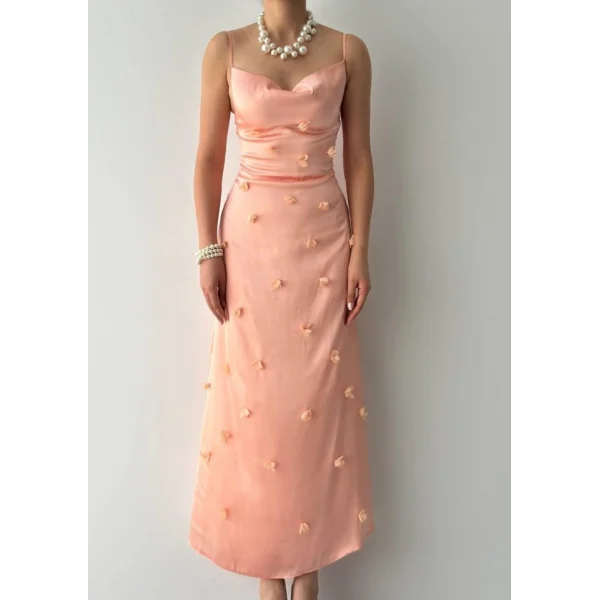 Dora Çiçek Detaylı Elbise - Pembe