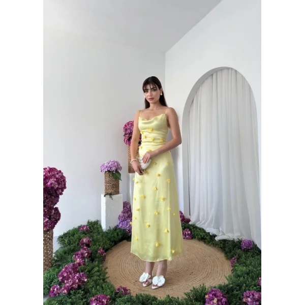 Dora Çiçek Detaylı Elbise