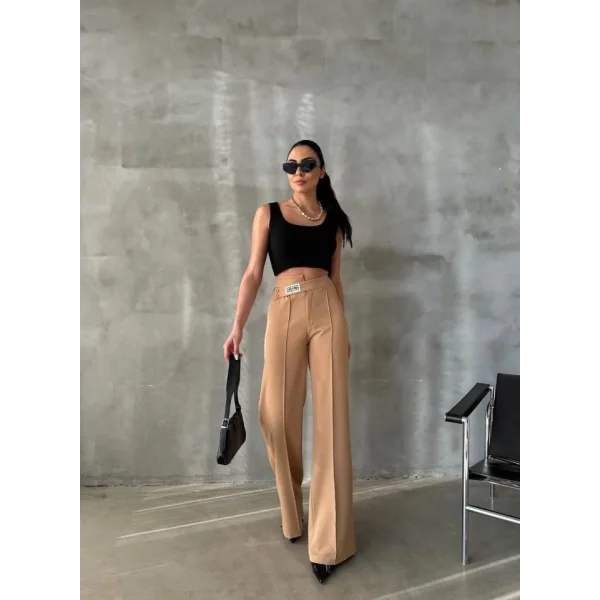 DREAMS ETİKETLİ PALAZZO PANTOLON - Bej