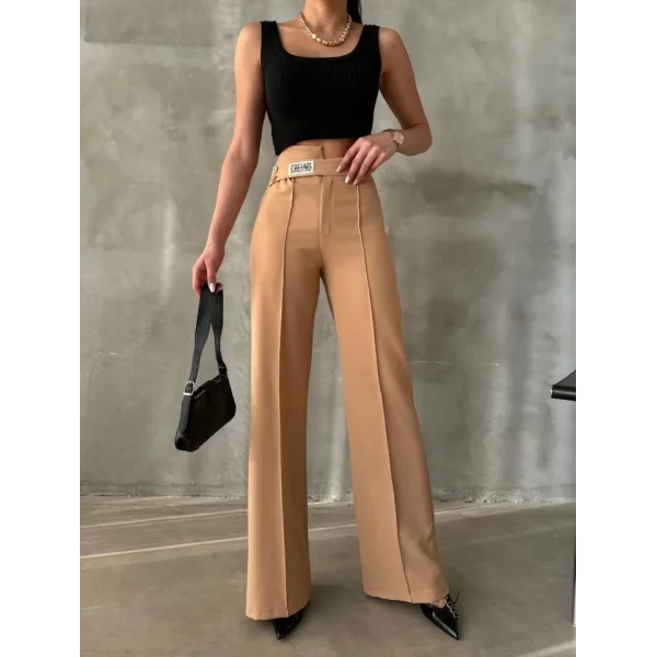 DREAMS ETİKETLİ PALAZZO PANTOLON - Bej